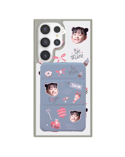 Android Magnetic Trifold Wallet Case - Face Grid Lovely