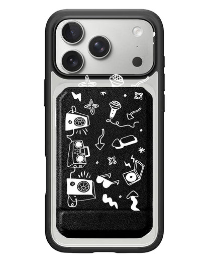 iPhone Magnetic Multifold Wallet - Rock N Roll White