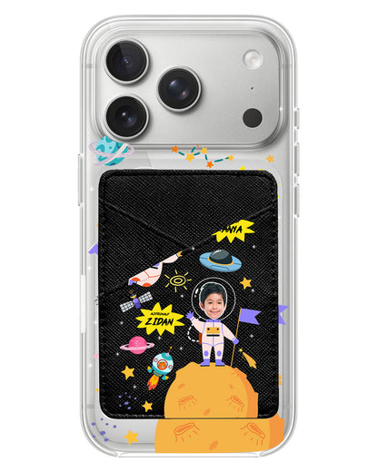 iPhone Phone Wallet Case - Face Grid Dream Astronaut