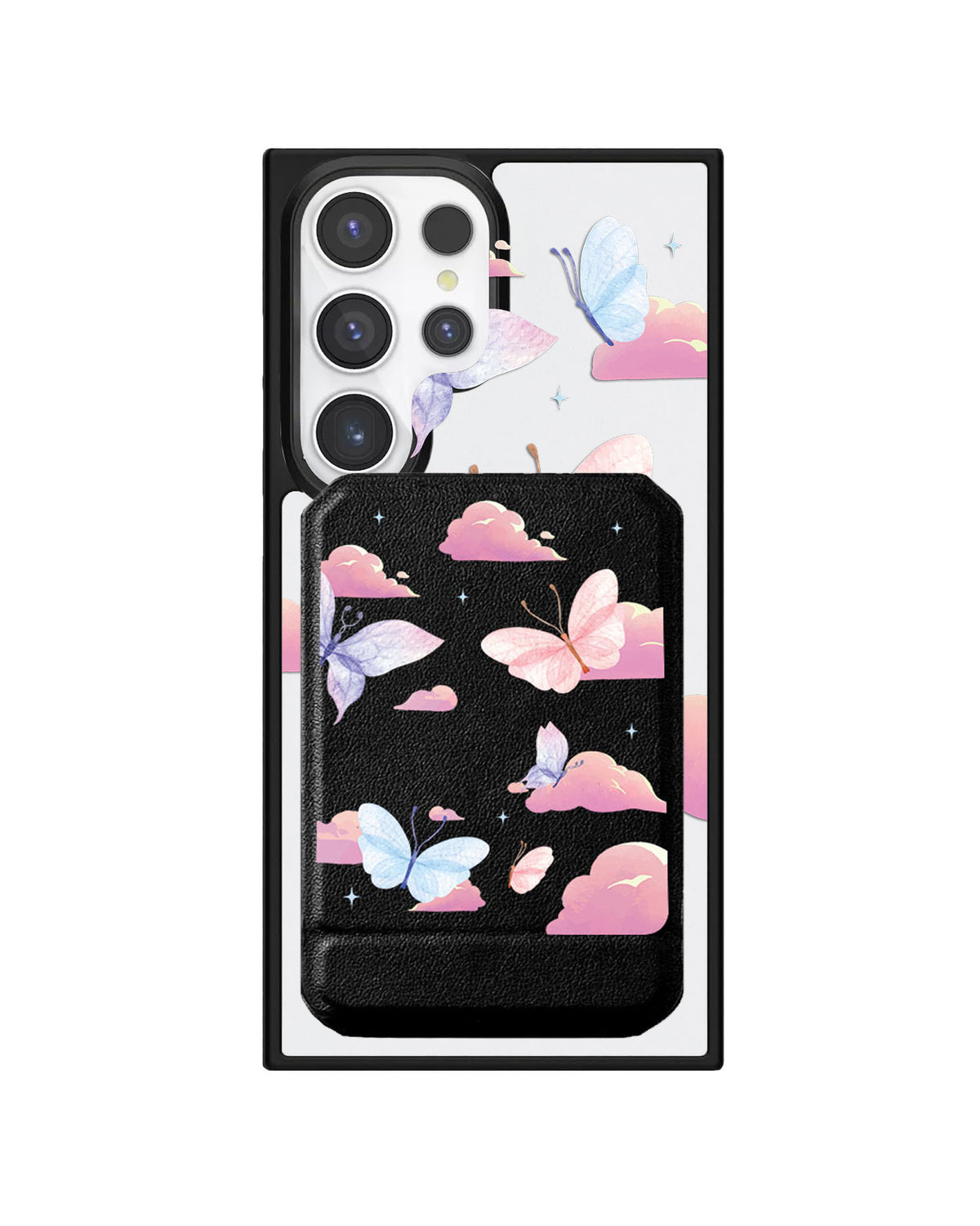 Android Magnetic Multifold Wallet - Butterfly & Clouds