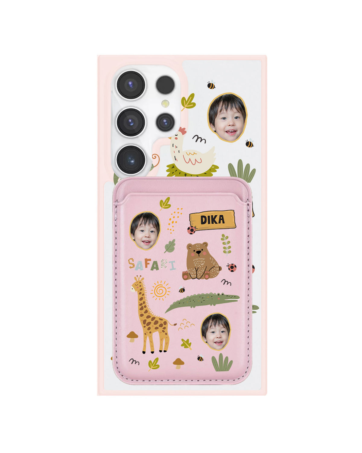 Android Magnetic Wallet Case - Face Grid Safari