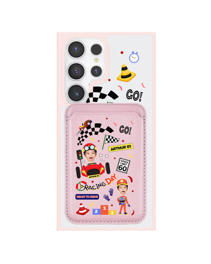 Android Magnetic Wallet Case - Face Grid Dream Racer