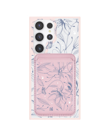 Android Magnetic Wallet Case - Sketchy Flower & Butterfly 2.0