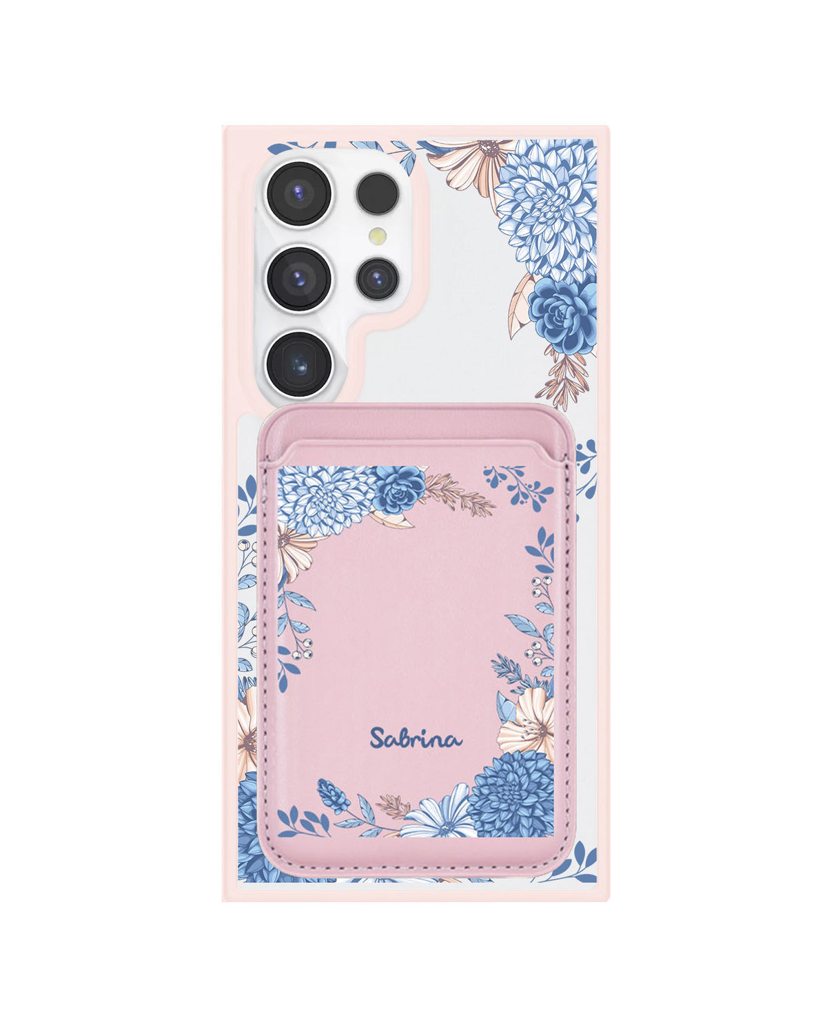 Android Magnetic Wallet Case - Blue Florals