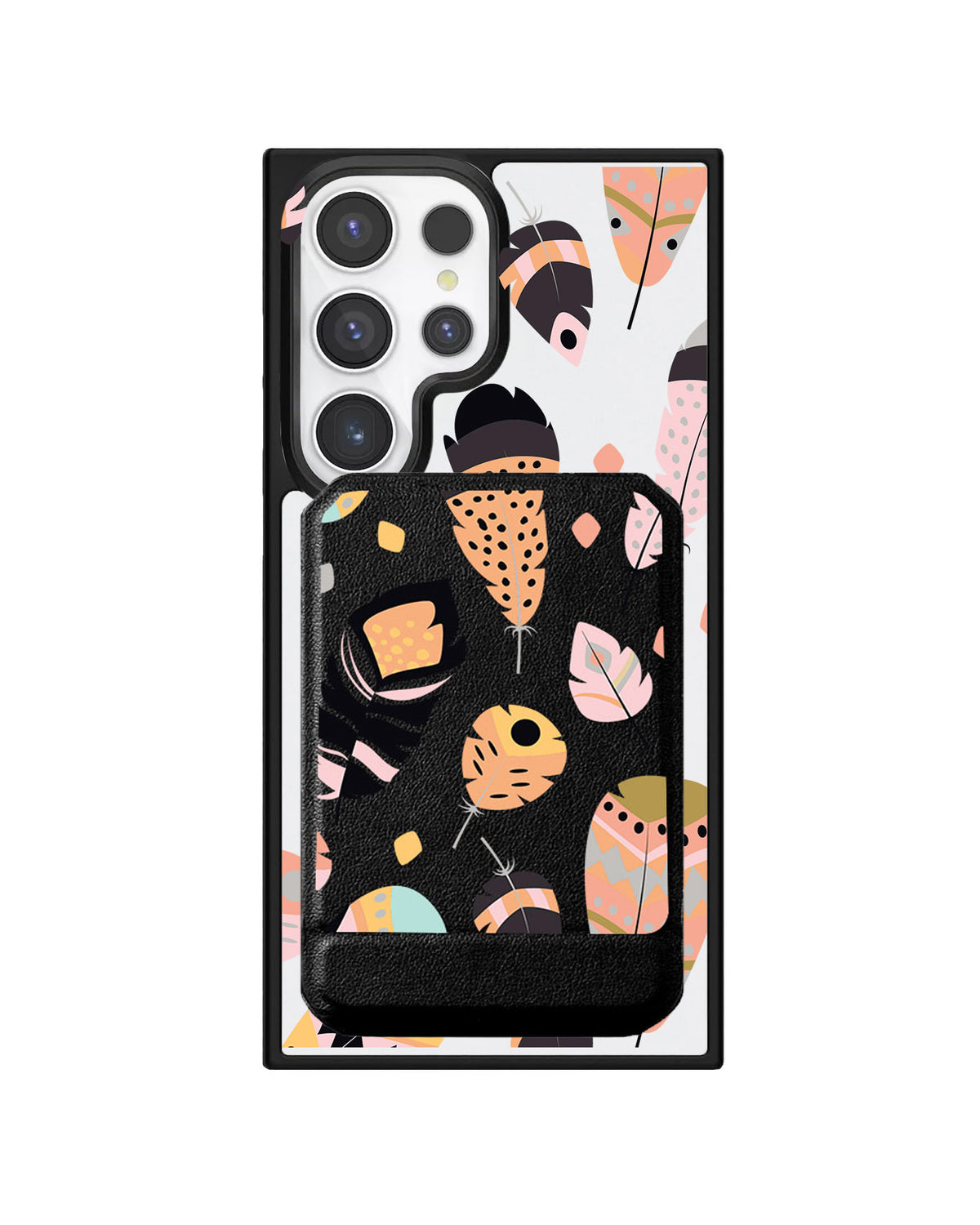 Android Magnetic Multifold Wallet - Feathers