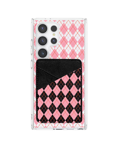 Android Phone Wallet Case - Pink Argyle