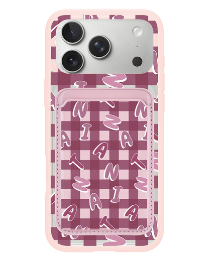 iPhone Magnetic Wallet Case - Checkered Monogram 2.0