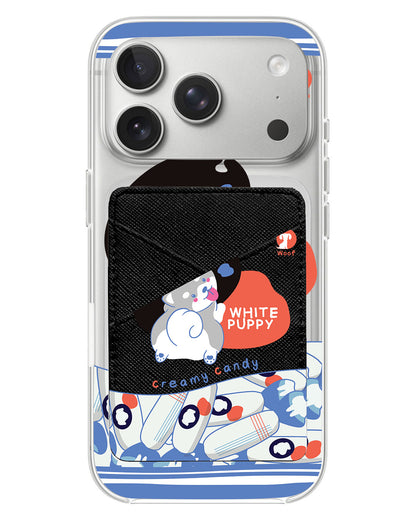 iPhone Phone Wallet Case - White Puppy
