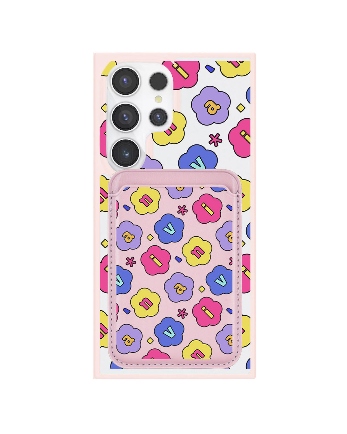 Android Magnetic Wallet Case - Flower Petals Monogram 2.0