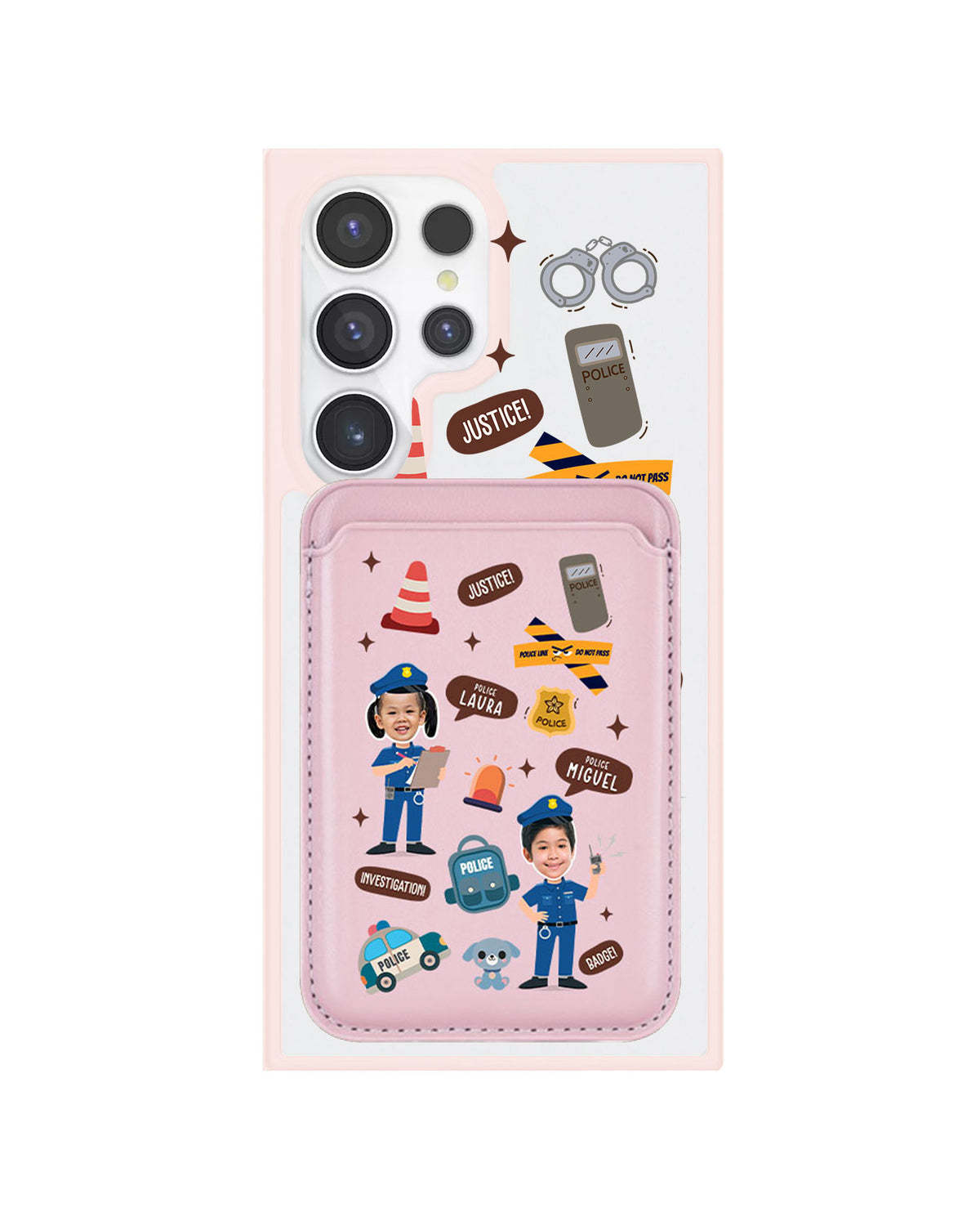 Android Magnetic Wallet Case - Face Grid Dream Police