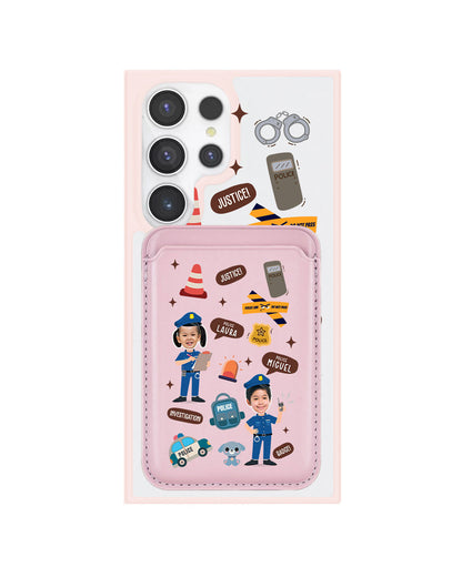 Android Magnetic Wallet Case - Face Grid Dream Police