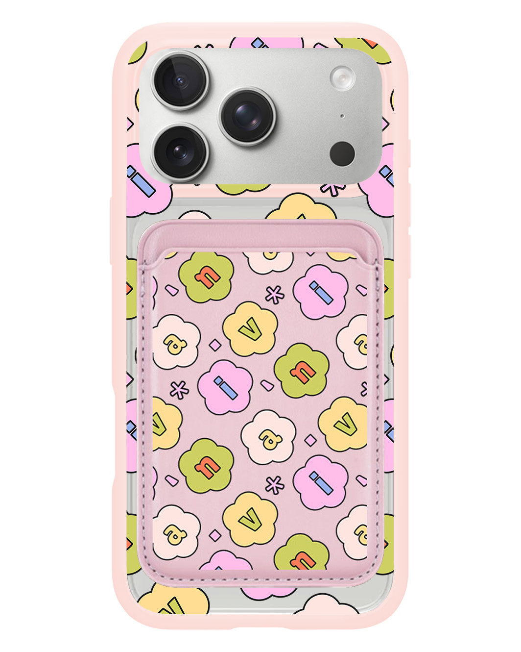 iPhone Magnetic Wallet Case - Flower Petals Monogram 1.0