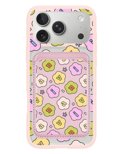 iPhone Magnetic Wallet Case - Flower Petals Monogram 1.0
