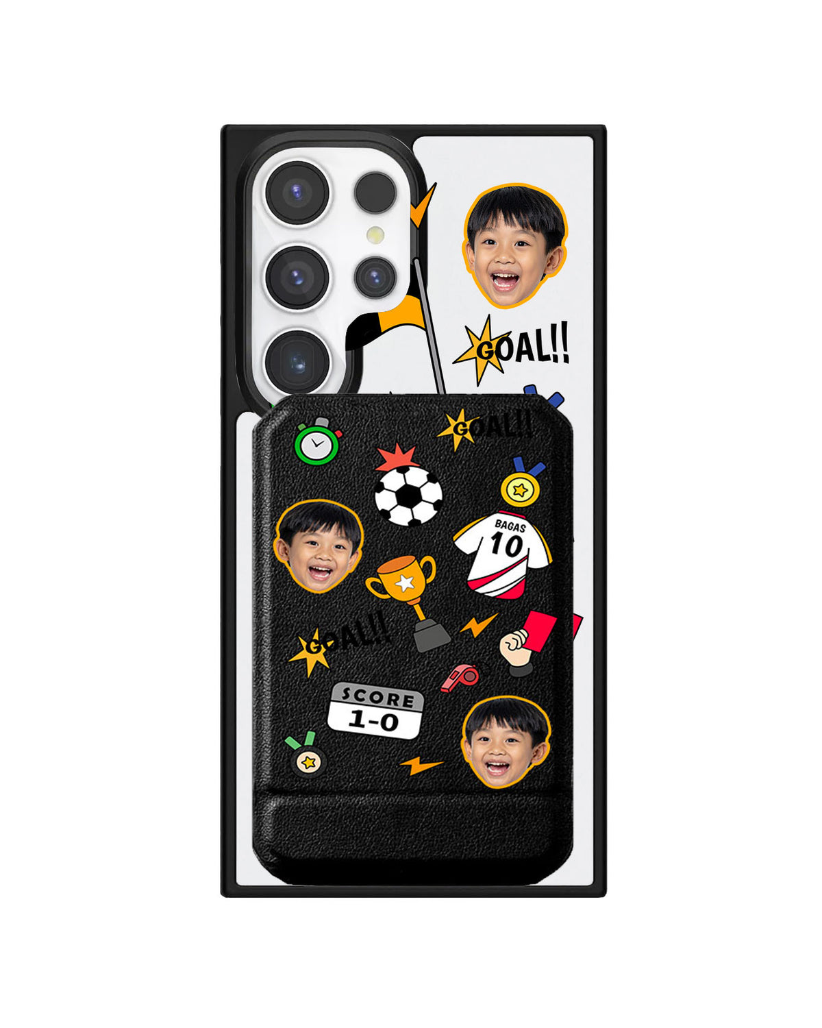 Android Magnetic Multifold Wallet - Face Grid Soccer