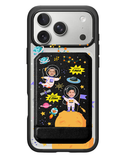 iPhone Magnetic Multifold Wallet - Face Grid Dream Astronaut