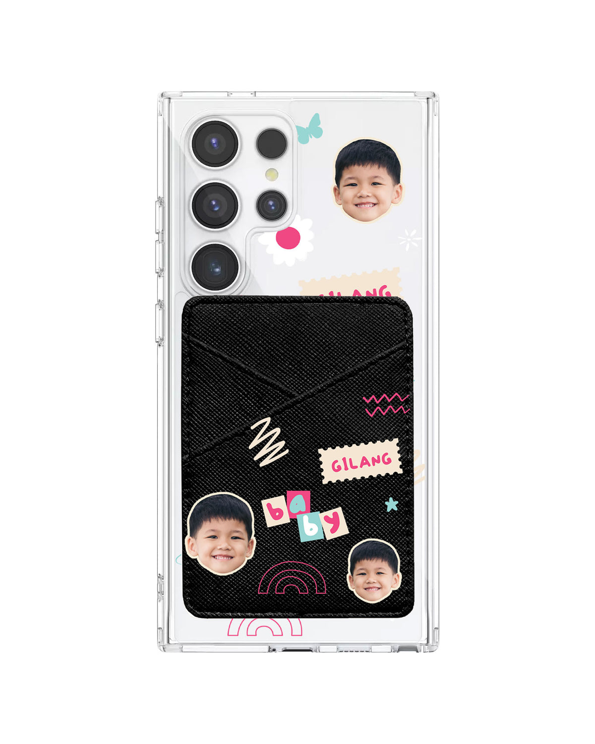 Android Phone Wallet Case - Face Grid Abstract