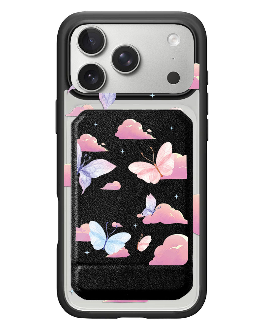 iPhone Magnetic Multifold Wallet - Butterfly & Clouds