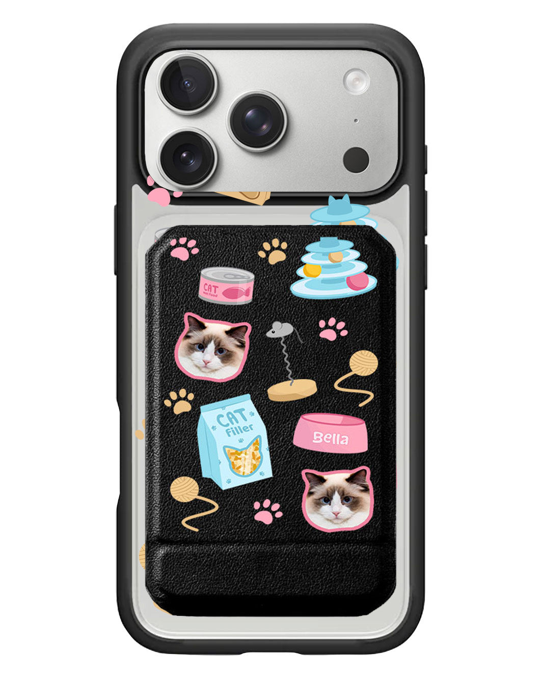 iPhone Magnetic Multifold Wallet - Pet Grid Kitty Playtime