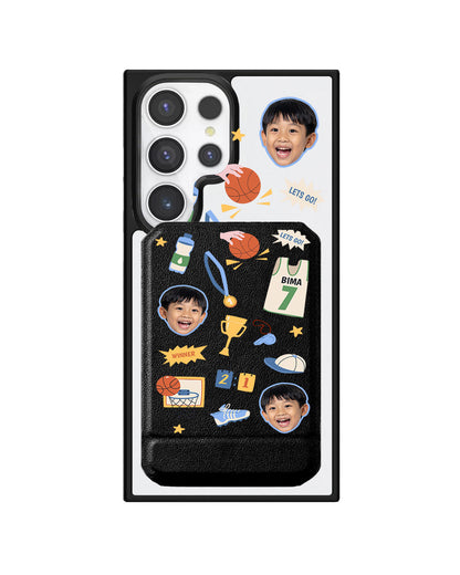 Android Magnetic Multifold Wallet - Face Grid Basketball
