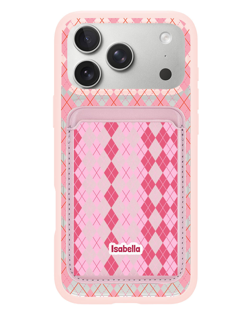 iPhone Magnetic Wallet Case - Pink Argyle