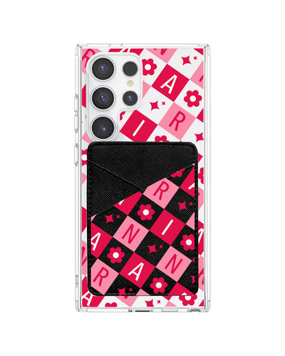 Android Phone Wallet Case - Flower Grid Monogram 1.0