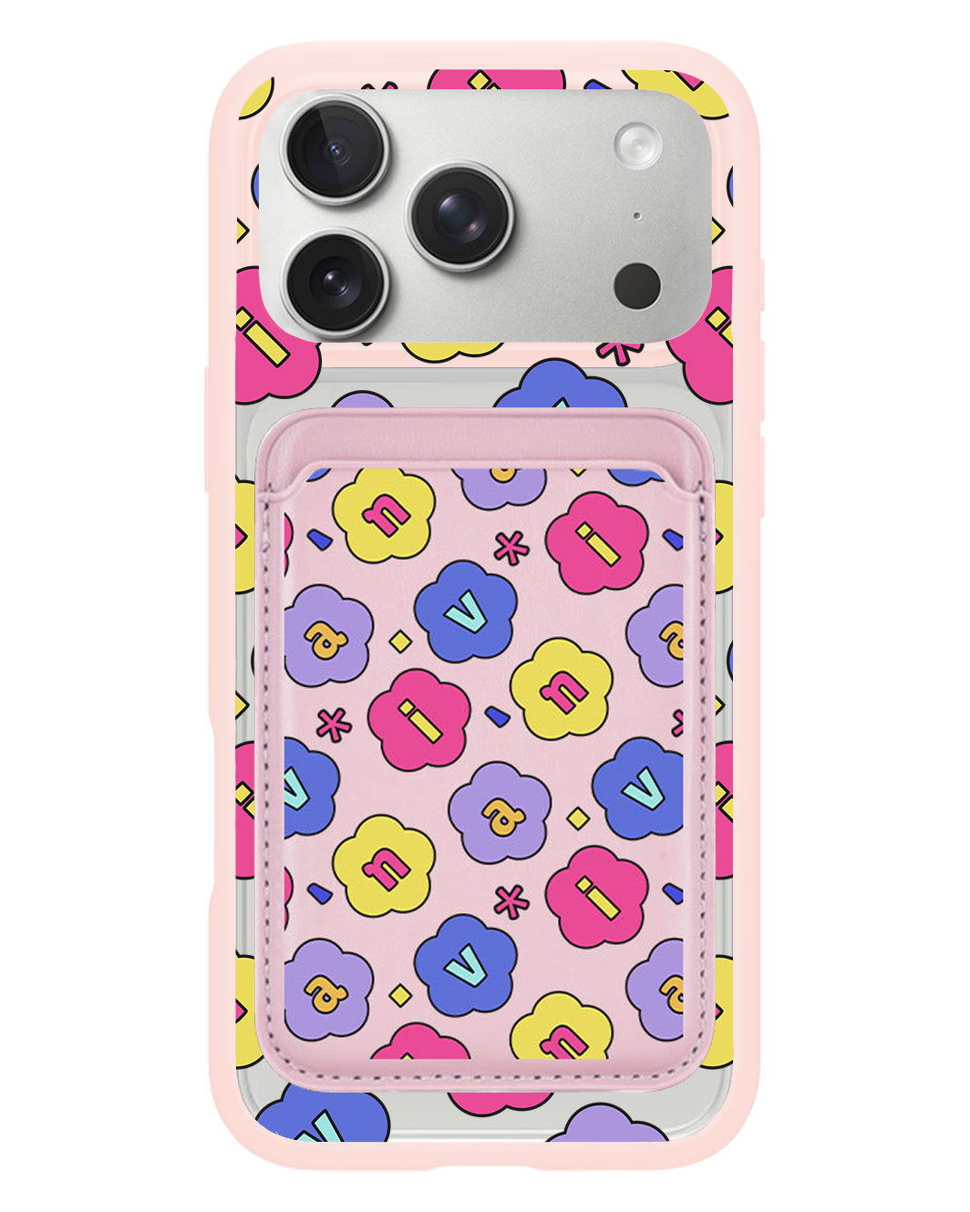iPhone Magnetic Wallet Case - Flower Petals Monogram 2.0