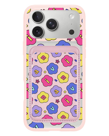 iPhone Magnetic Wallet Case - Flower Petals Monogram 2.0
