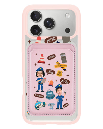 iPhone Magnetic Wallet Case - Face Grid Dream Police