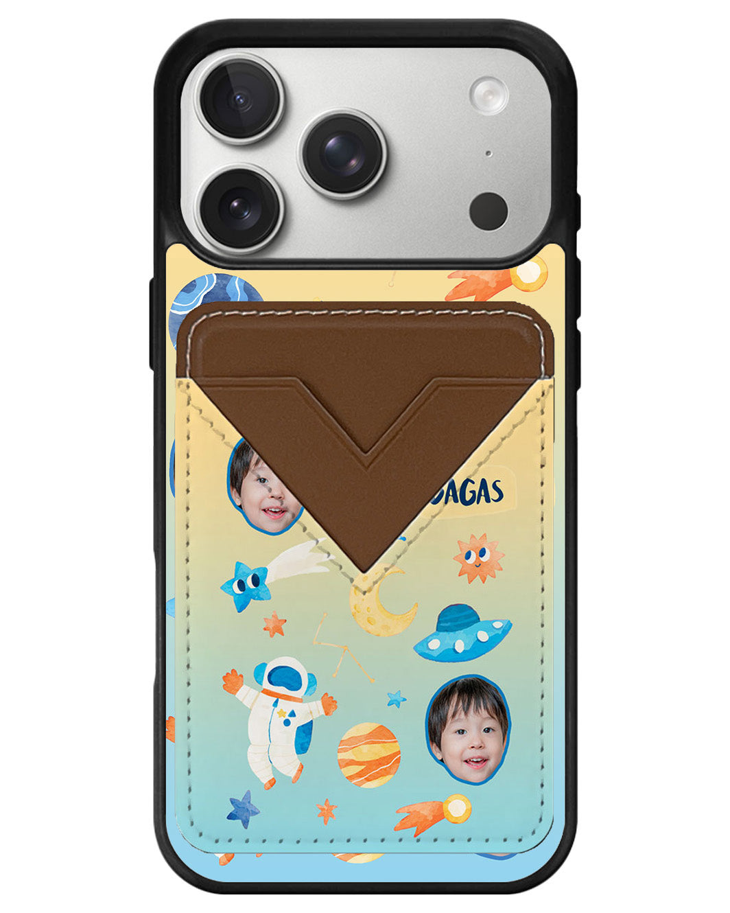 iPhone Avant Wallet Case - Face Grid Astronauts