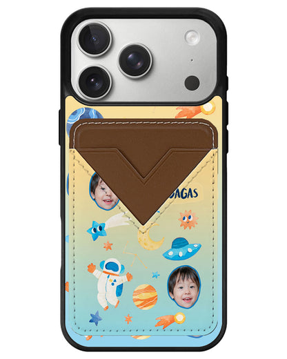 iPhone Avant Wallet Case - Face Grid Astronauts