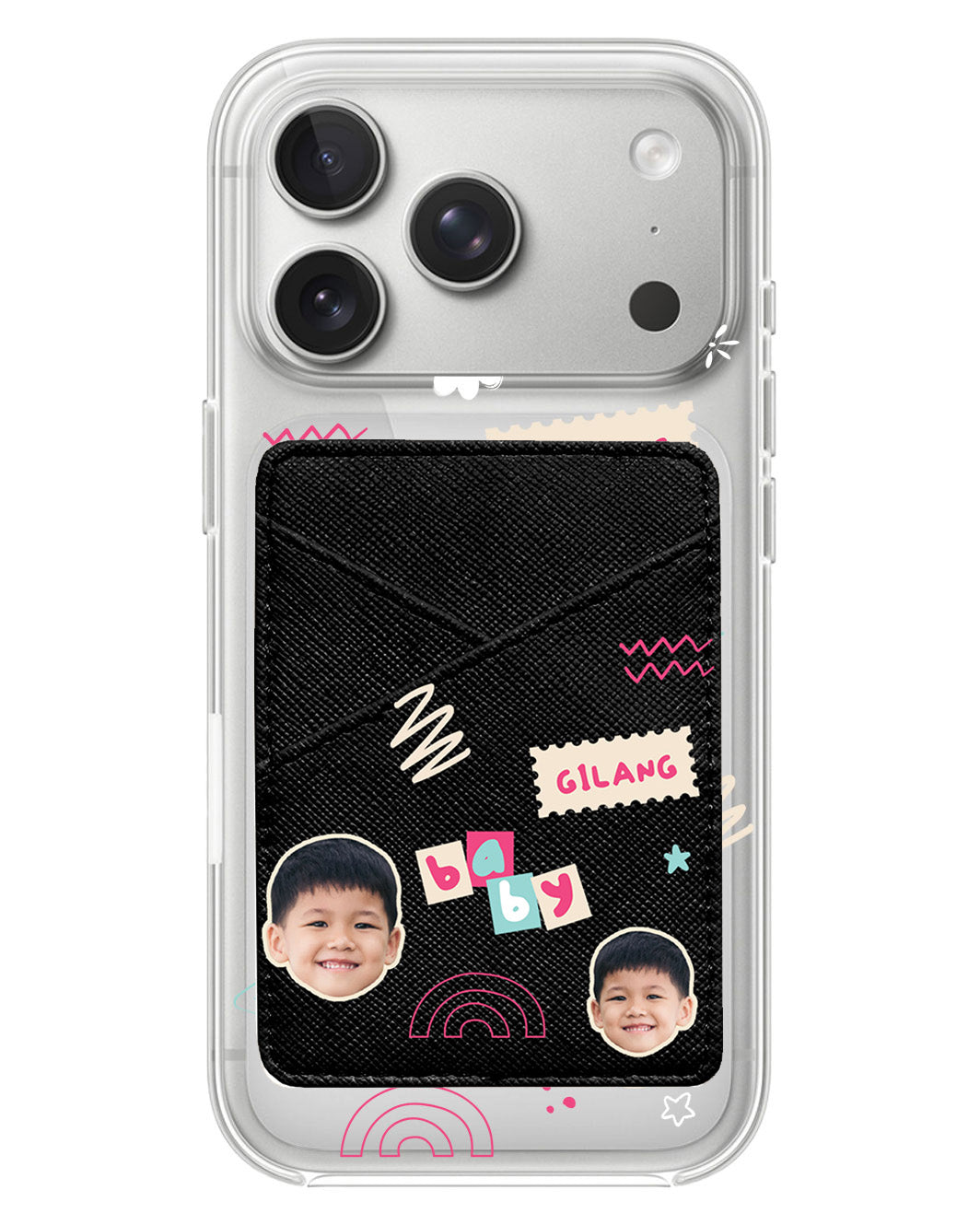 iPhone Phone Wallet Case - Face Grid Abstract