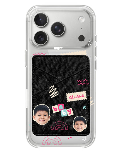 iPhone Phone Wallet Case - Face Grid Abstract