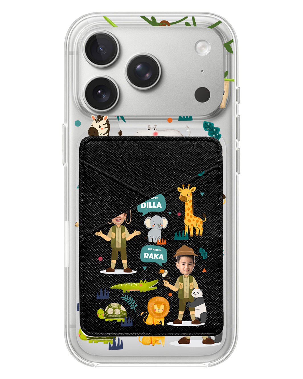 iPhone Phone Wallet Case - Face Grid Dream Zoo Keeper