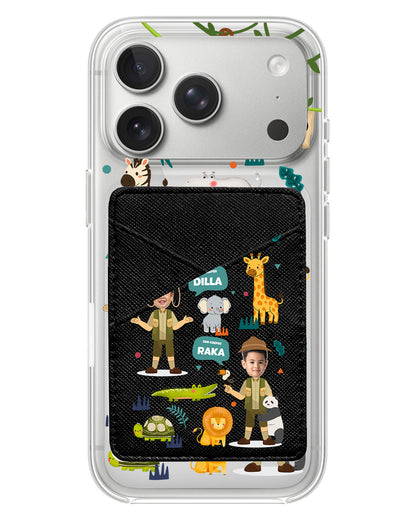 iPhone Phone Wallet Case - Face Grid Dream Zoo Keeper