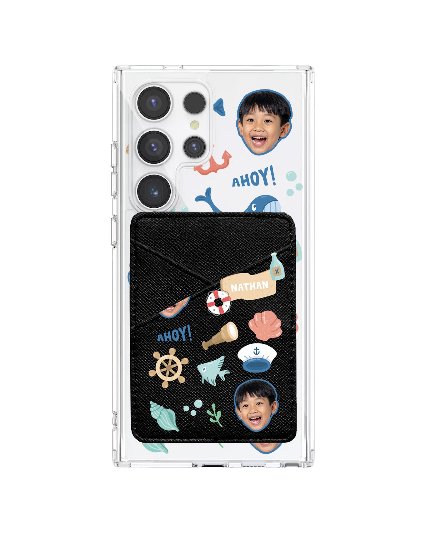 Android Phone Wallet Case - Face Grid Sailor