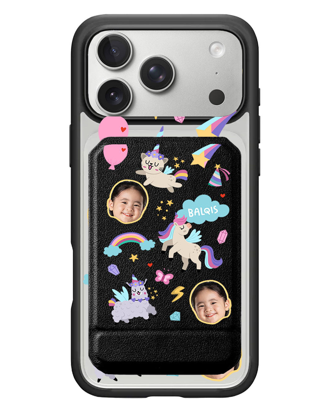 iPhone Magnetic Multifold Wallet - Face Grid Unicorn