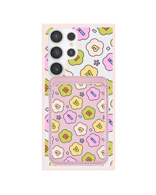 Android Magnetic Wallet Case - Flower Petals Monogram 1.0