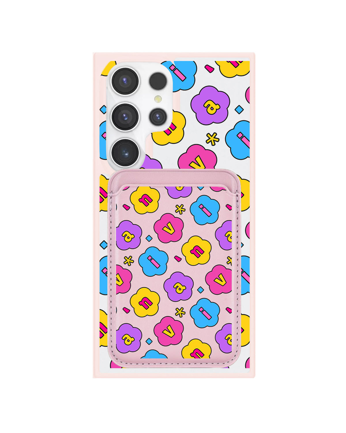 Android Magnetic Wallet Case - Flower Petals Monogram 4.0