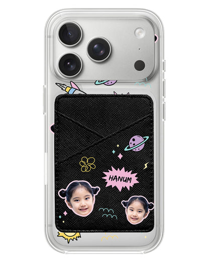 iPhone Phone Wallet Case - Face Grid Space