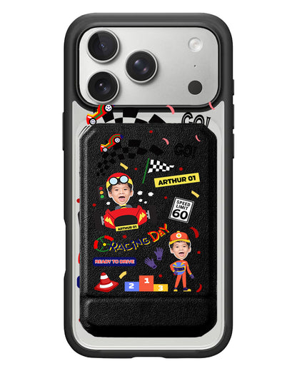 iPhone Magnetic Multifold Wallet - Face Grid Dream Racer