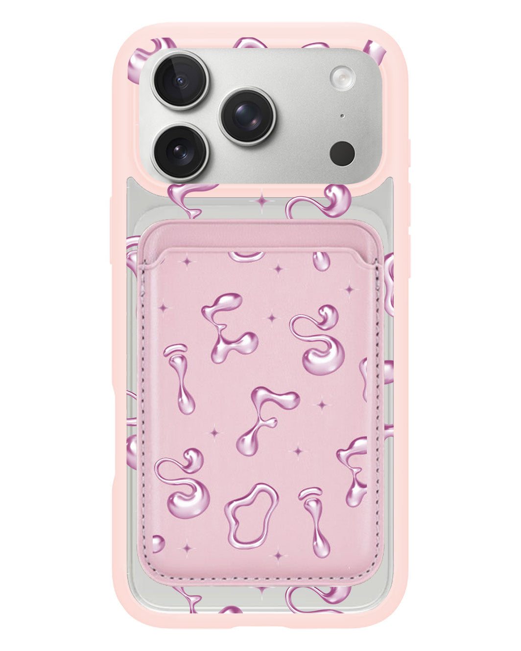 iPhone Magnetic Wallet Case - Pink Chrome Monogram