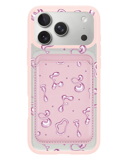 iPhone Magnetic Wallet Case - Pink Chrome Monogram