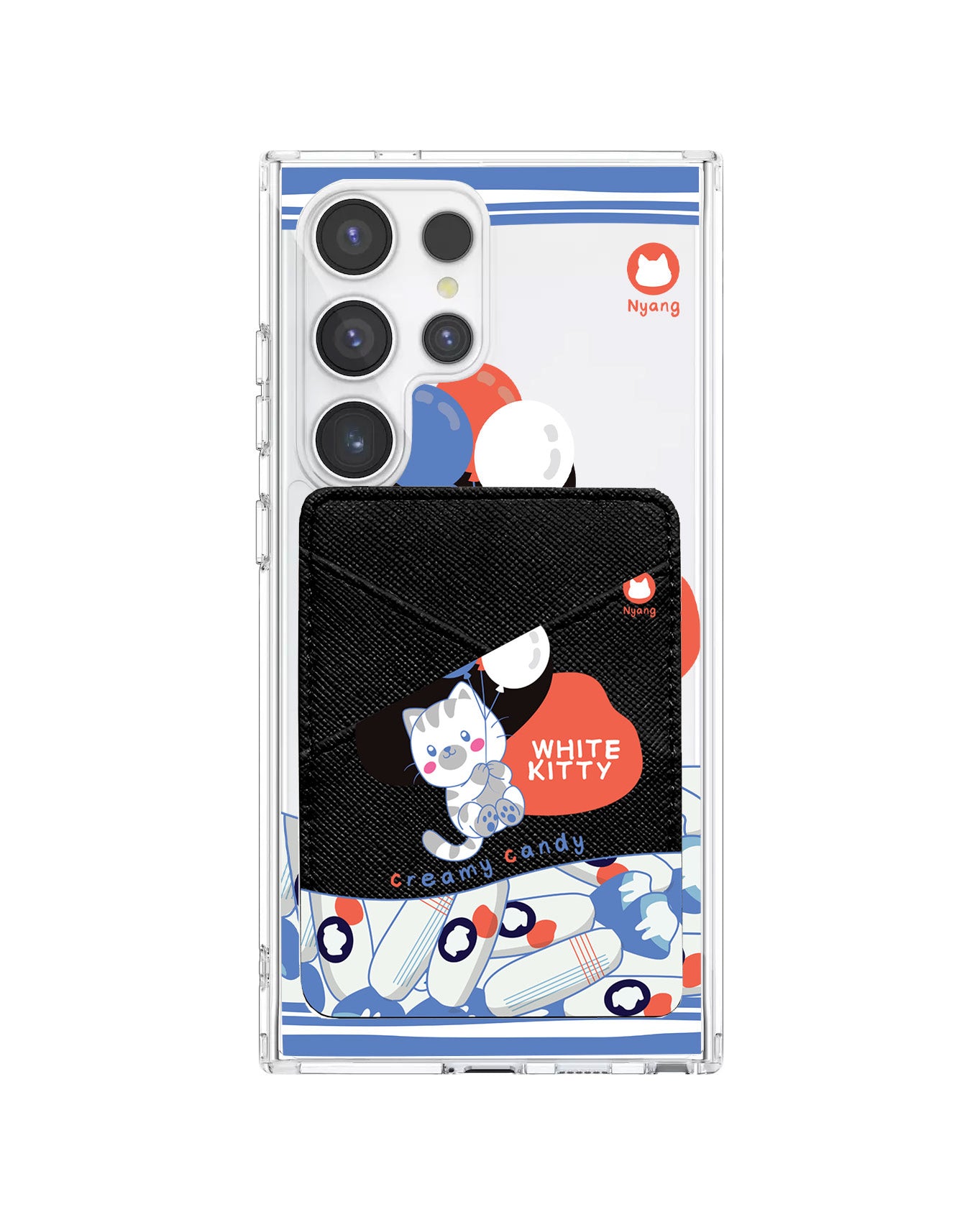 Android Phone Wallet Case - White Kitty