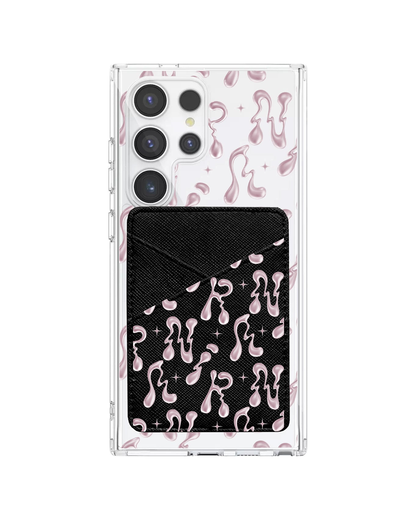 Android Phone Wallet Case - Pink Chrome Monogram 2.0