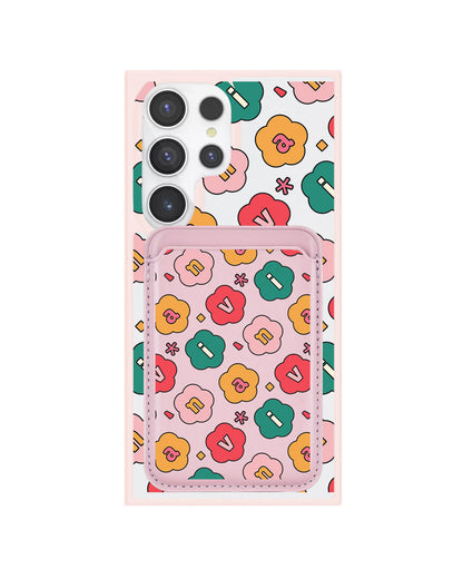 Android Magnetic Wallet Case - Flower Petals Monogram 3.0