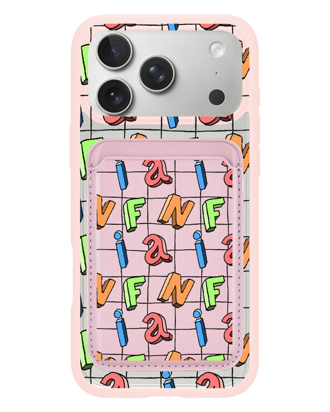 iPhone Magnetic Wallet Case - Playful Monogram