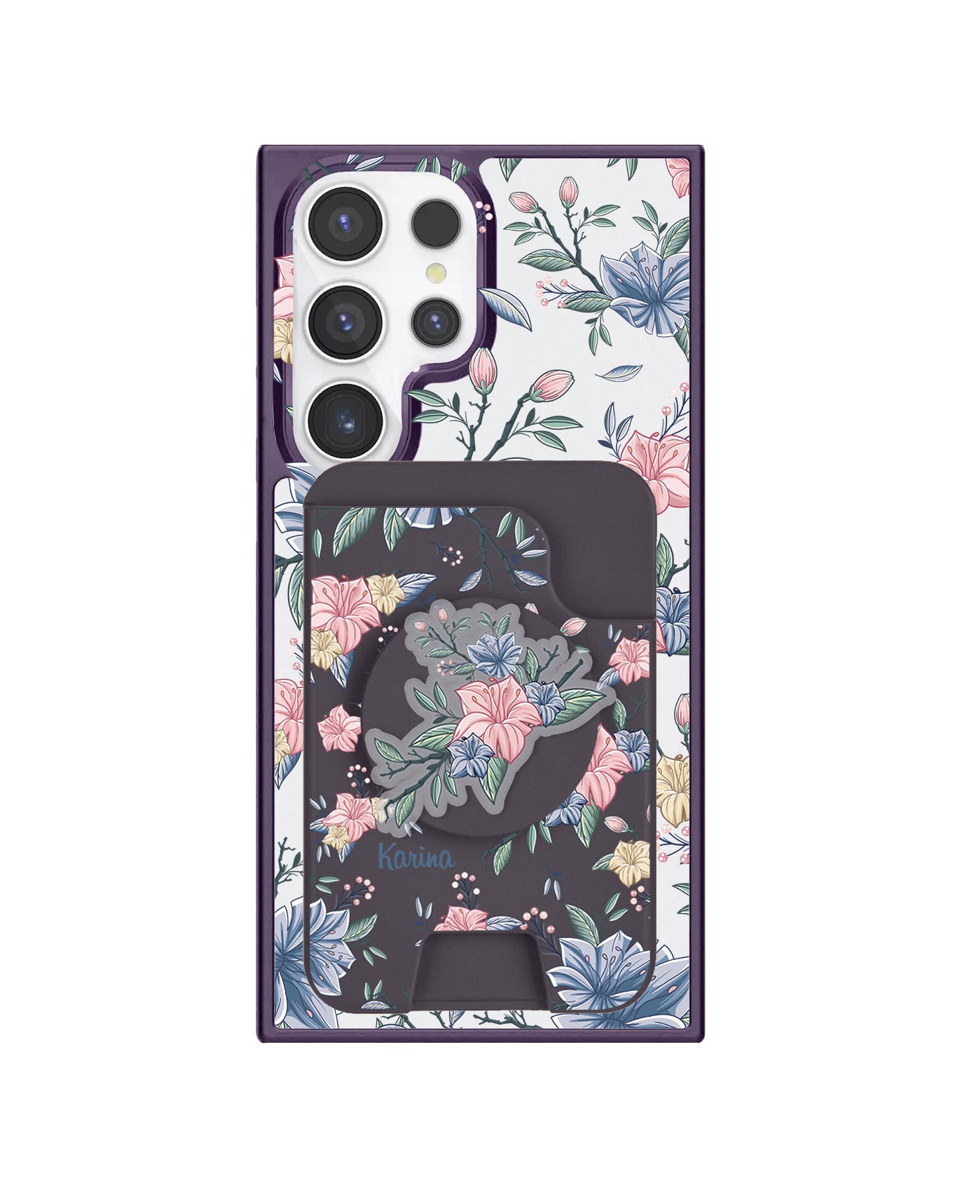 Android Magpop Wallet - Pink & Blue Floral