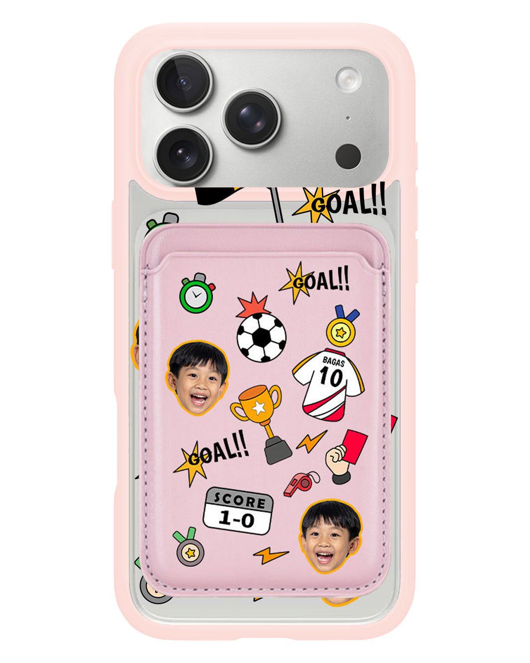 iPhone Magnetic Wallet Case - Face Grid Soccer