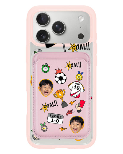 iPhone Magnetic Wallet Case - Face Grid Soccer