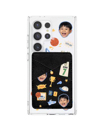 Android Phone Wallet Case - Face Grid Basketball